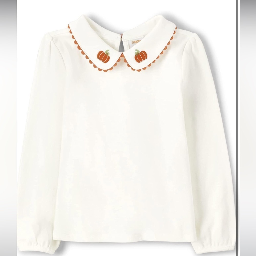 Gymboree Long Sleeve Embroidered Pumpkin Peter Pan Collar Blouse‼️FINAL SALE